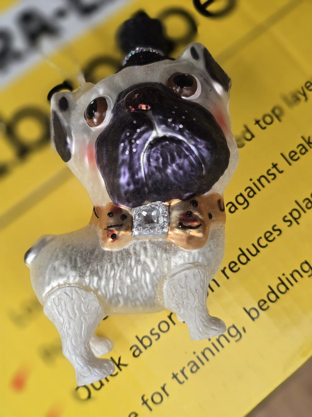 Large Glitter Painted PUG ROBERT STANLEY ORNAMENT